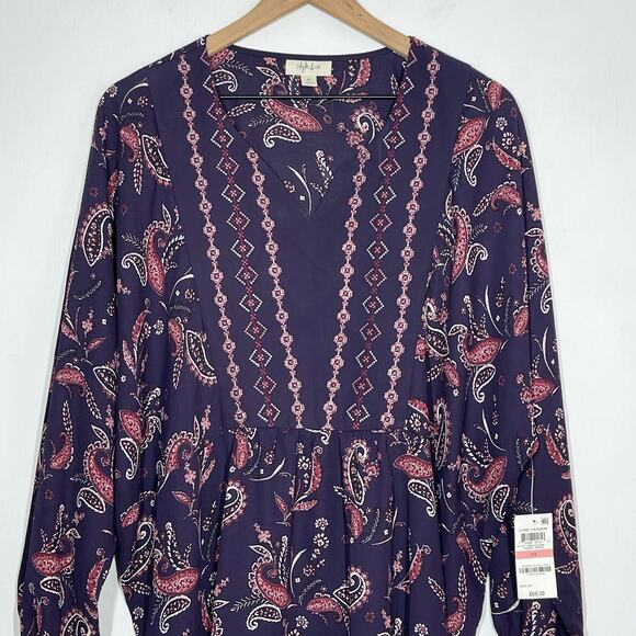 NEW Style & Co Blouse Women's Plus Size 2X Purple Grape Paisley Core Boho - Picture 4 of 11